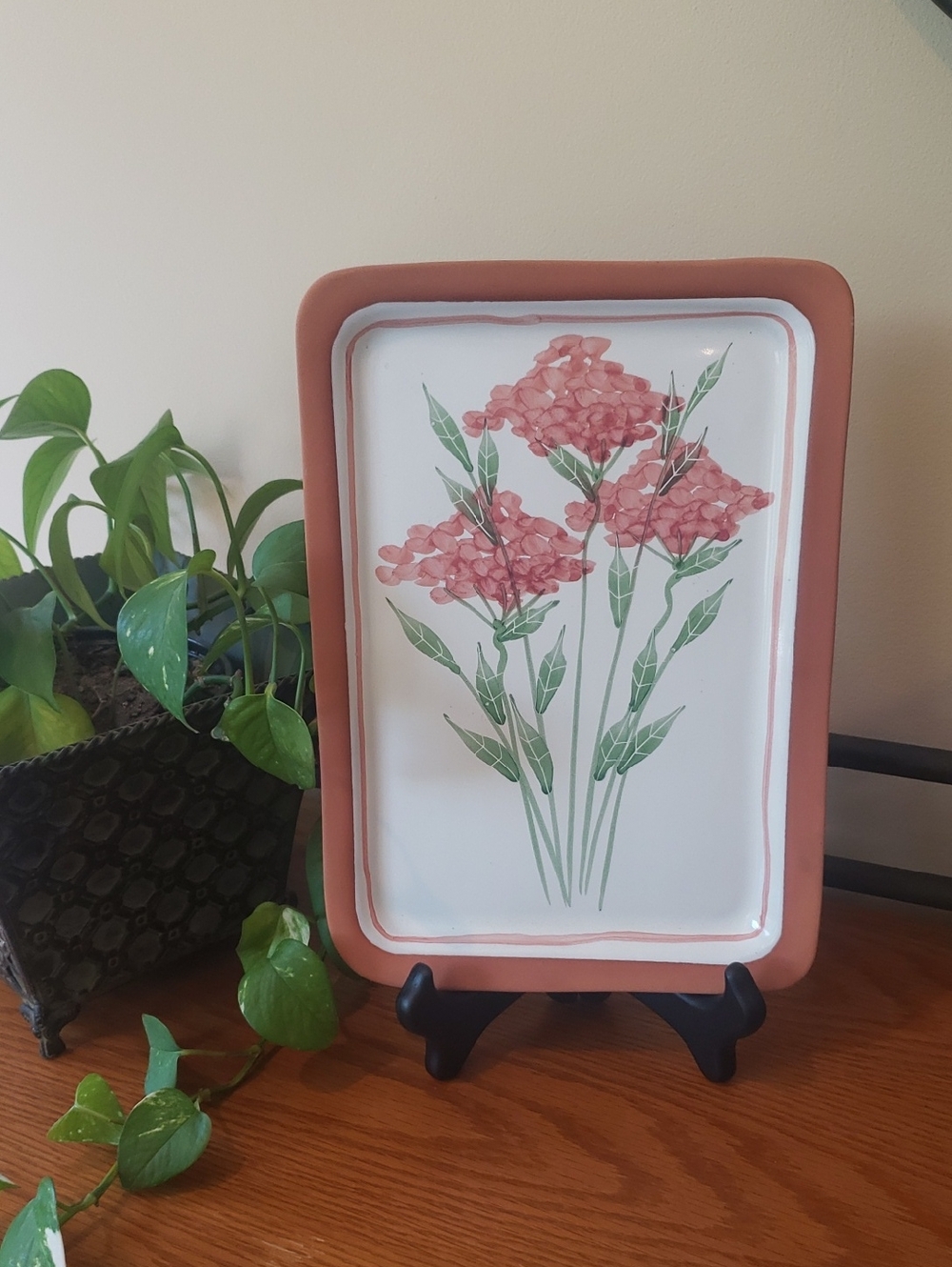 Emerson Creek Pottery Terracotta Platter With Floral Design